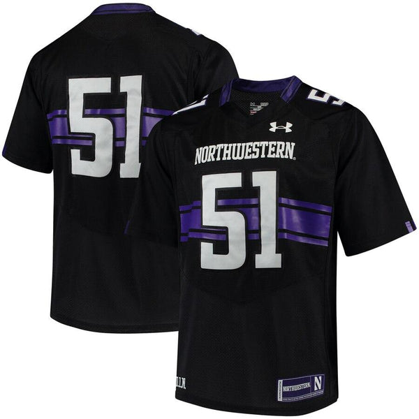 #51 Northwestern Wildcats Under Armour Premier Performance Football Jersey – Black 2019
