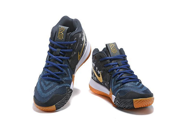 Nike Kyrie 4 Black Navy Gold Basketball Shoes Sneaker Sale Size US 7,8,8.5,9.5,10,11,12