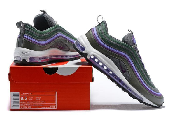 Nike Air Max 97 Carbon Grey Dk Purple T Purple  Shoes Sale Men Size US 7, 8, 8.5, 9, 10, 11