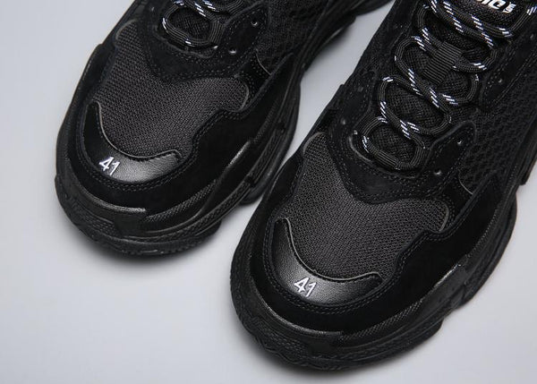 Balenciaga Triple S Trainer 'All Black Distressed' Shoes Sneaker Sale Men Women Size 35-45