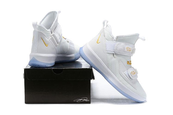 Nike Lebron Soldier XIII 13 White Gold Men Sneaker Shoes Sale Size US7,8,8.5,9,10,11,12