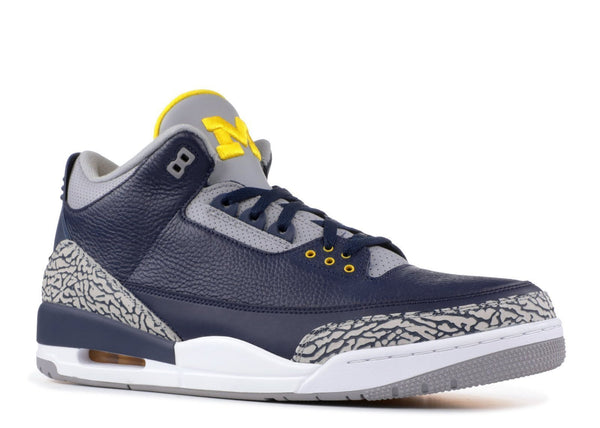 Nike Air Jordan 3 Retro Michigan PE Men Shoes Sale Size US 7, 8, 8.5, 9, 10, 11, 12, 13