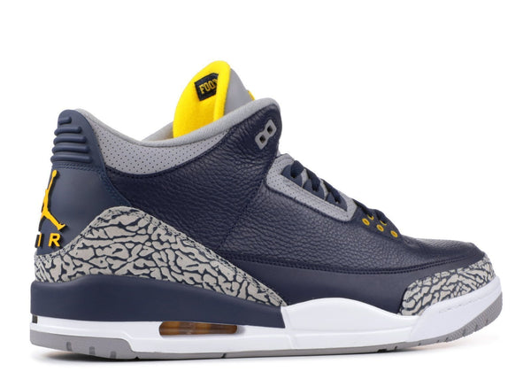 Nike Air Jordan 3 Retro Michigan PE Men Shoes Sale Size US 7, 8, 8.5, 9, 10, 11, 12, 13