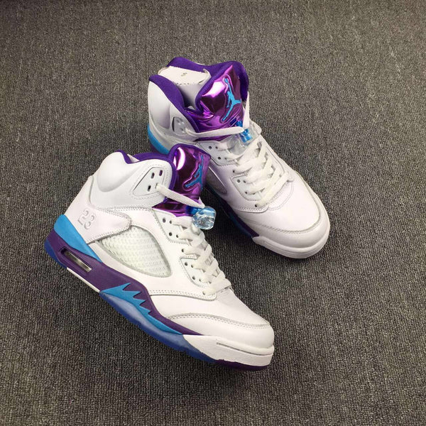 Nike Air Jordan 5 White Blue Purple Men Shoes Sale Size US 7, 8, 8.5, 9, 10, 11, 12, 13