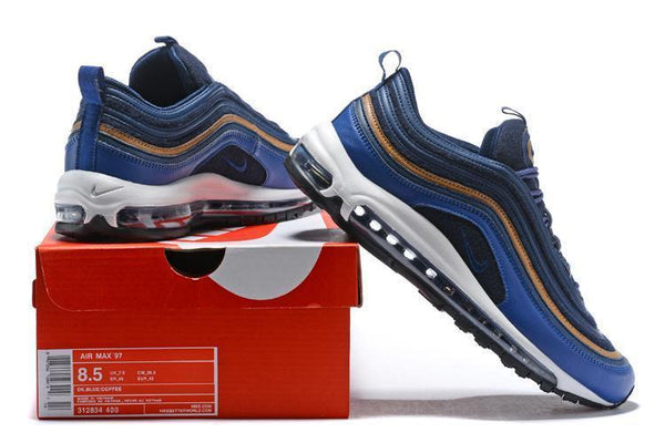 Nike Air Max 97 DK Blue Coffee Shoes Sale Men Size US 7, 8, 8.5, 9, 10, 11