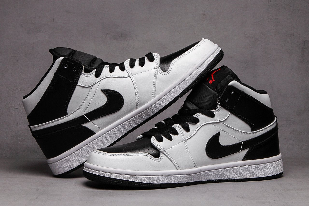 Nike Air Jordan 1 Mid Black White Red Sneaker Shoes Sale Men Size 7-12