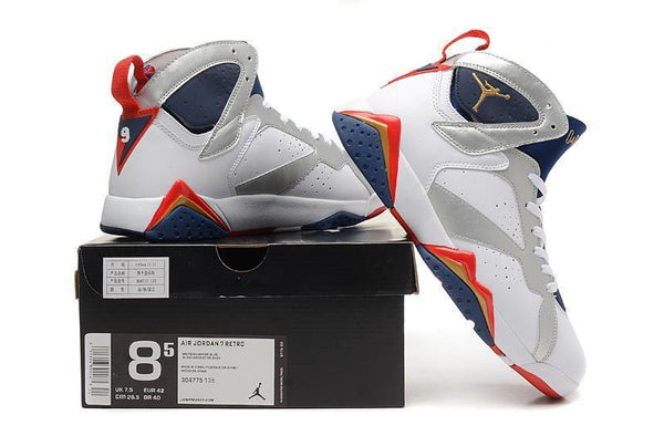 Nike Air Jordan 7 Retro White Navy Red Shoes Basketball Men Size US 7 - 13