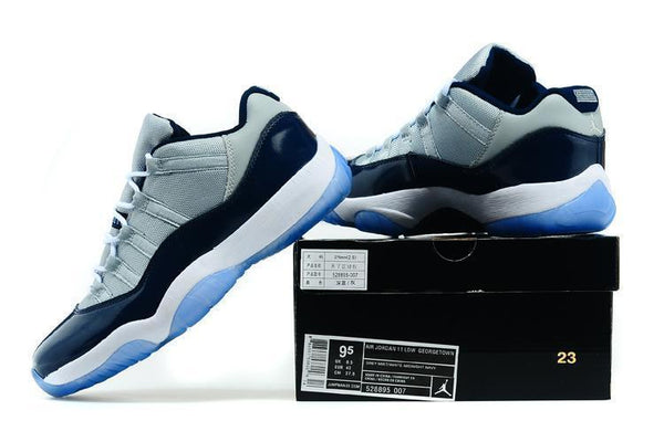 Nike Air Jordan 11 Retro Low Georgetown Grey Navi White  Men Shoes Sale Size US 7, 8, 8.5, 9, 10, 11, 12, 13