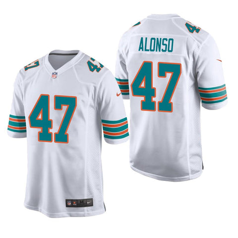 Men's Miami Dolphins #47 Kiko Alonso Throwback Game Jersey - White