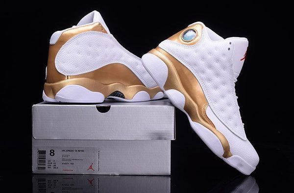 Nike Air Jordan Men 13 Retro White/Gold Basketball Men Size US 7 - 13