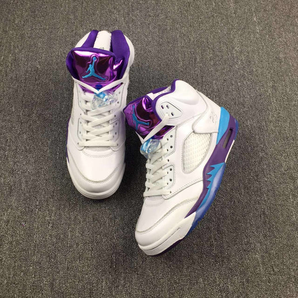 Nike Air Jordan 5 White Blue Purple Men Shoes Sale Size US 7, 8, 8.5, 9, 10, 11, 12, 13
