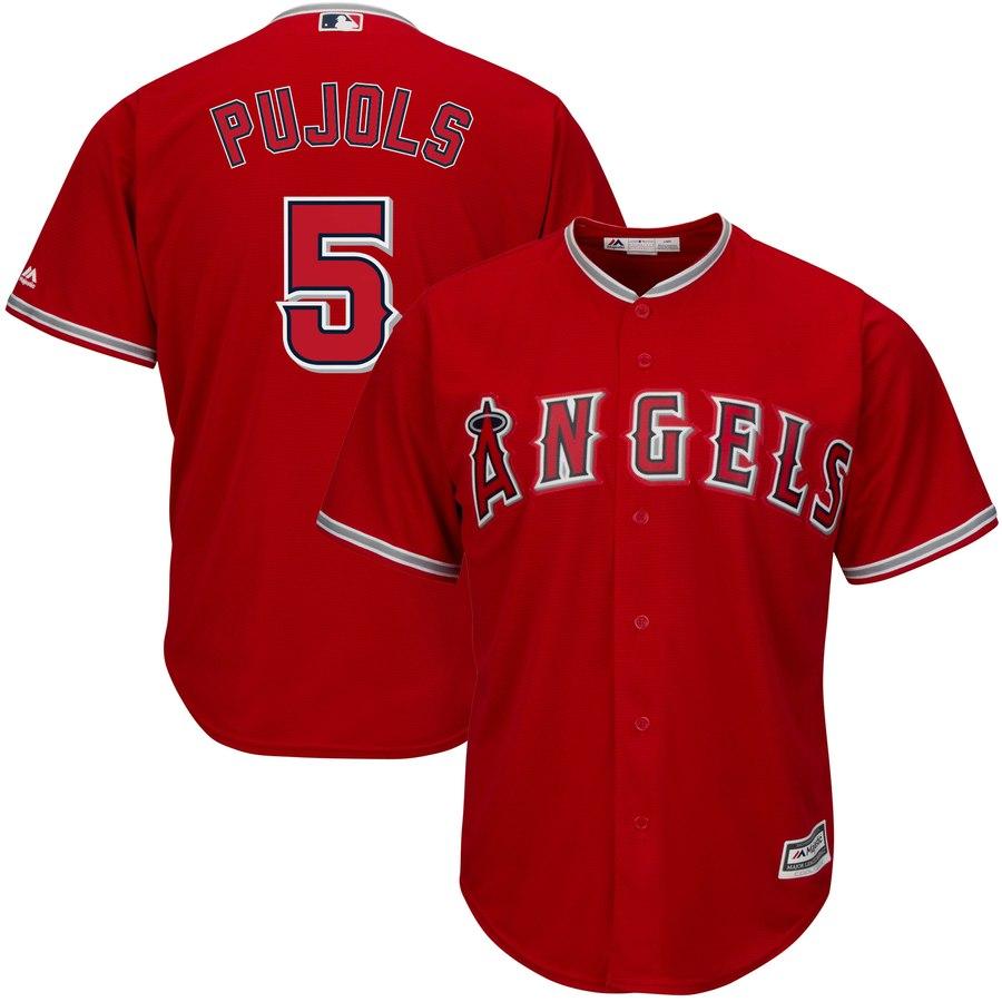 Albert Pujols Los Angeles Angels Majestic Official Cool Base Player Jersey - Scarlet 2019