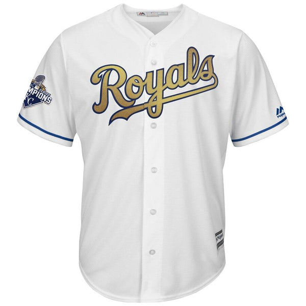 Alex Gordon Kansas City Royals Majestic World Series Champions Gold Program Cool Base Player Jersey - White 2019