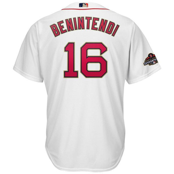 Andrew Benintendi Boston Red Sox Majestic 2019 Gold Program Cool Base Player Jersey – White 2019