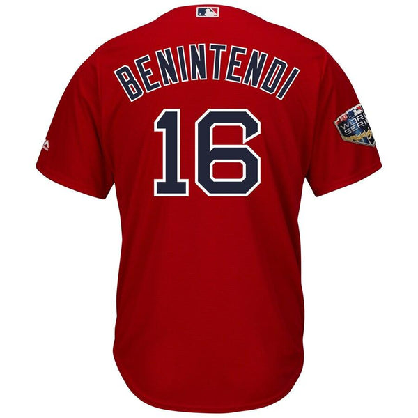 Andrew Benintendi Boston Red Sox Majestic World Series Cool Base Player Jersey – Scarlet 2019