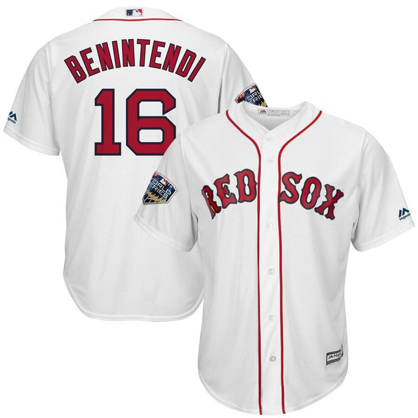 Andrew Benintendi Boston Red Sox Majestic World Series Cool Base Player Jersey – White 2019