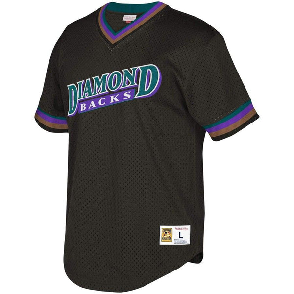 Arizona Diamondbacks Mitchell &amp; Ness Youth Cooperstown Collection Mesh Wordmark V-Neck Jersey – Black 2019