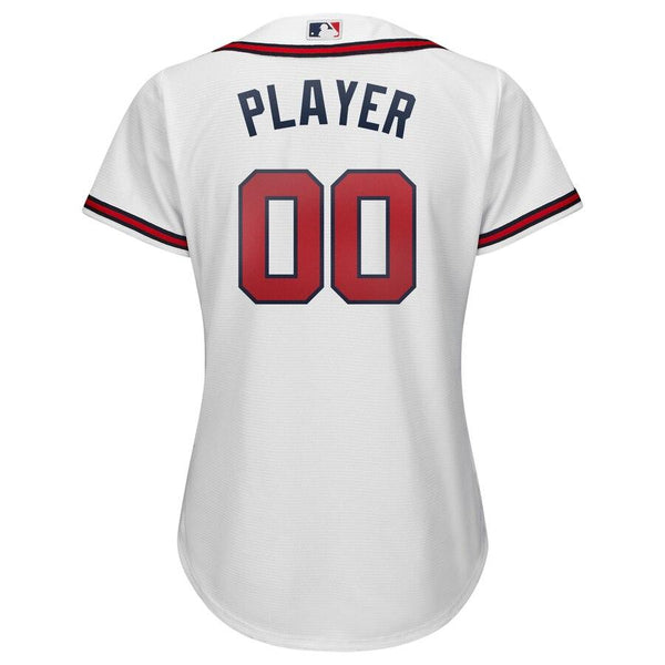 Atlanta Braves Majestic Women's Home 2019 Cool Base Custom Jersey – White 2019