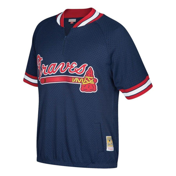 Atlanta Braves Mitchell &amp; Ness Cooperstown Collection Mesh Batting Practice Quarter-Zip Jersey - Navy 2019