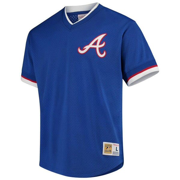 Atlanta Braves Mitchell &amp; Ness Mesh V-Neck Jersey – Royal 2019
