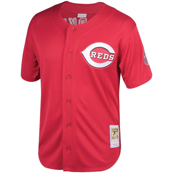 Barry Larkin Cincinnati Reds Mitchell &amp; Ness Fashion Cooperstown Collection Mesh Batting Practice Jersey - Red 2019