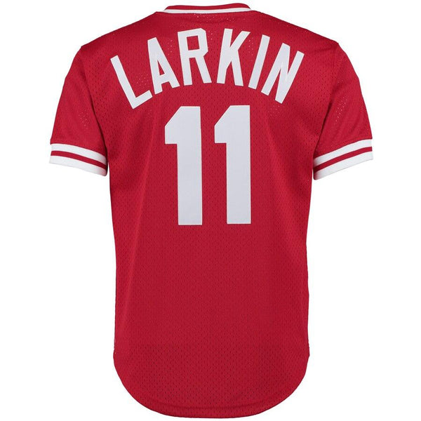 Barry Larkin Cincinnati Reds Mitchell &amp; Ness Throwback Cooperstown Mesh Batting Practice Jersey - Red 2019