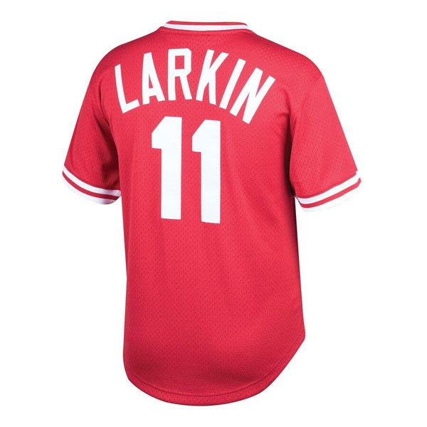 Barry Larkin Cincinnati Reds Mitchell &amp; Ness Youth Cooperstown Collection Mesh Batting Practice Jersey – Red 2019