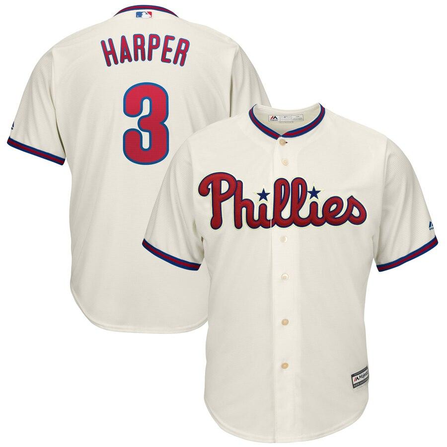 Bryce Harper Philadelphia Phillies Majestic Alternate Official Cool Base Player Jersey - Cream 2019