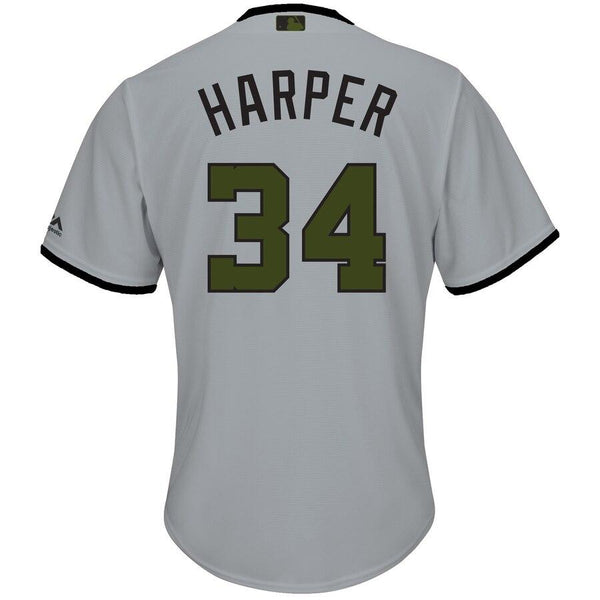 Bryce Harper Washington Nationals Majestic Memorial Day Cool Base Player Jersey - Gray 2019