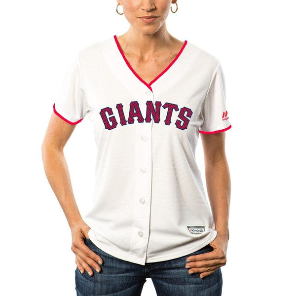 Buster Posey San Francisco Giants Majestic Women's Fashion Stars &amp; Stripes Cool Base Player Jersey - White 2019