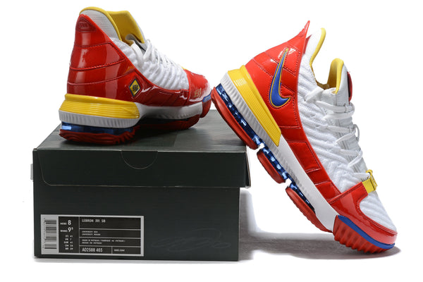 Nike Lebron XVI 16 SB White Red Yellow Sneaker Shoes Sale Men Size 7-13