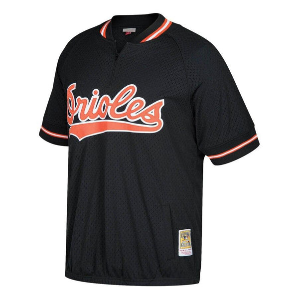 Cal Ripken Jr. Baltimore Orioles Mitchell &amp; Ness Cooperstown Collection Mesh Batting Practice Quarter-Zip Jersey - Black 2019