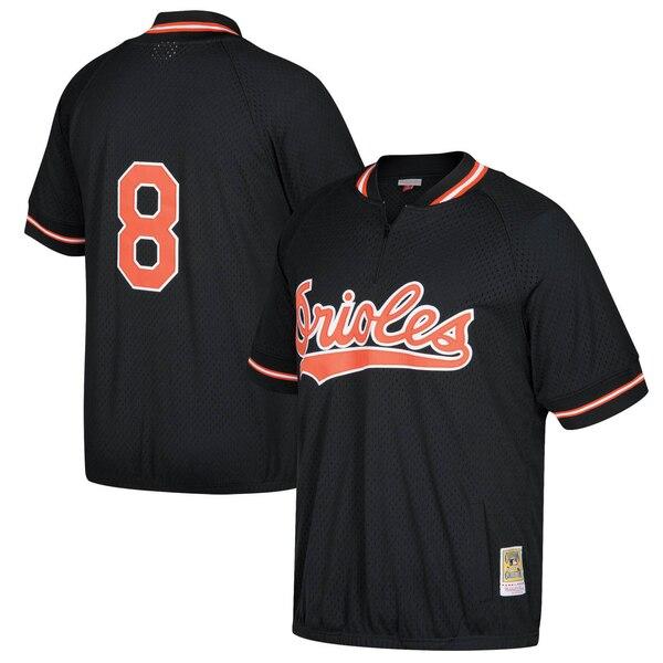 Cal Ripken Jr. Baltimore Orioles Mitchell &amp; Ness Cooperstown Collection Mesh Batting Practice Quarter-Zip Jersey - Black 2019