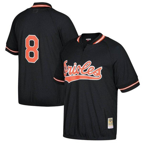 Cal Ripken Jr. Baltimore Orioles Mitchell &amp; Ness Cooperstown Collection Mesh Batting Practice Quarter-Zip Jersey - Black 2019