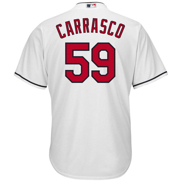 Carlos Carrasco Cleveland Indians Majestic Cool Base Home Player Jersey - White 2019
