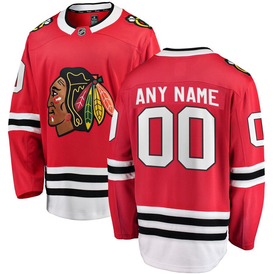 Chicago Blackhawks Home Breakaway Custom Jersey - Red 2019