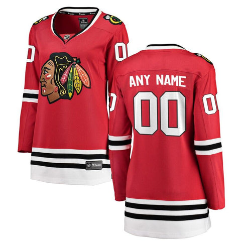Chicago Blackhawks Women's Home Breakaway Custom Jersey - Red 2019