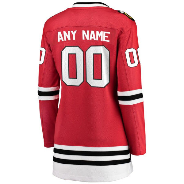 Chicago Blackhawks Women's Home Breakaway Custom Jersey - Red 2019