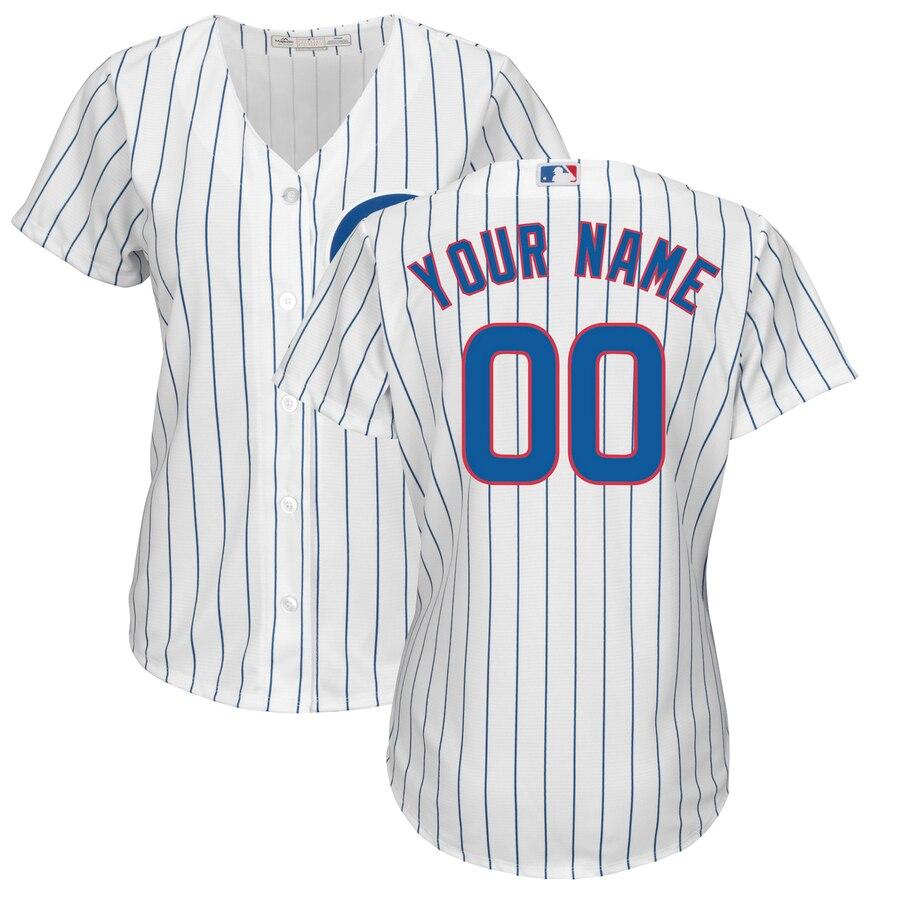Chicago Cubs Majestic Women's Home Cool Base Custom Jersey - White 2019