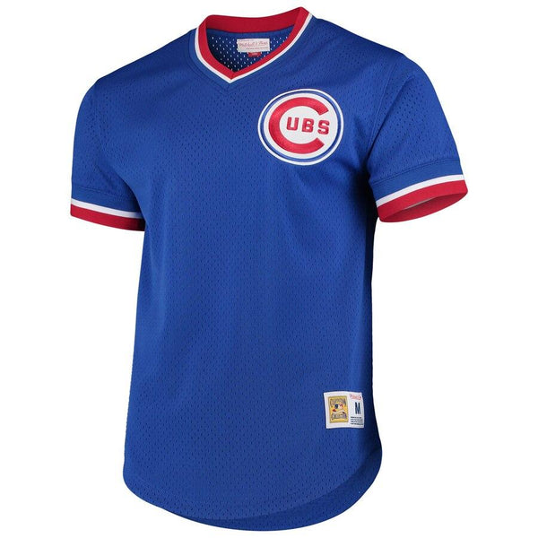 Chicago Cubs Mitchell &amp; Ness Cooperstown Collection Mesh Primary Logo V-Neck Jersey – Royal 2019