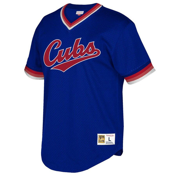 Chicago Cubs Mitchell &amp; Ness Youth Cooperstown Collection Mesh Wordmark V-Neck Jersey – Navy 2019