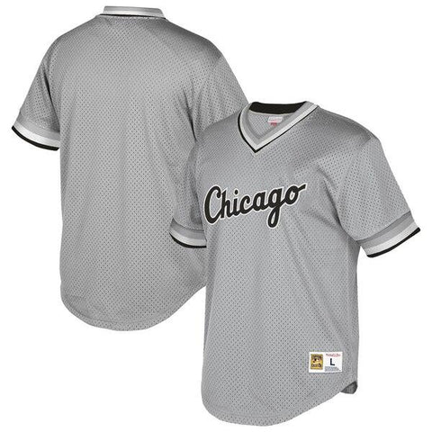 Chicago White Sox Mitchell &amp; Ness Cooperstown Collection Mesh Wordmark V-Neck Jersey – Gray 2019