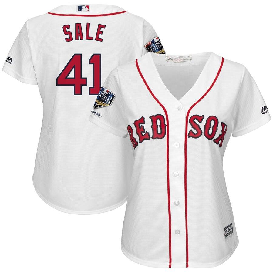 Chris Sale Boston Red Sox Majestic Women's World Series Champions Home Cool Base Player Jersey – White 2019