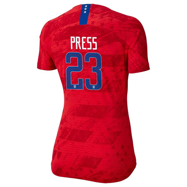 Christen Press USWNT Women's 2019 Away Vapor Player Jersey – Red 2019