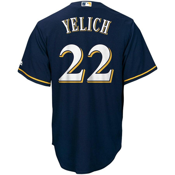Christian Yelich Milwaukee Brewers Majestic Alternate Official Cool Base Player Jersey – Navy 2019