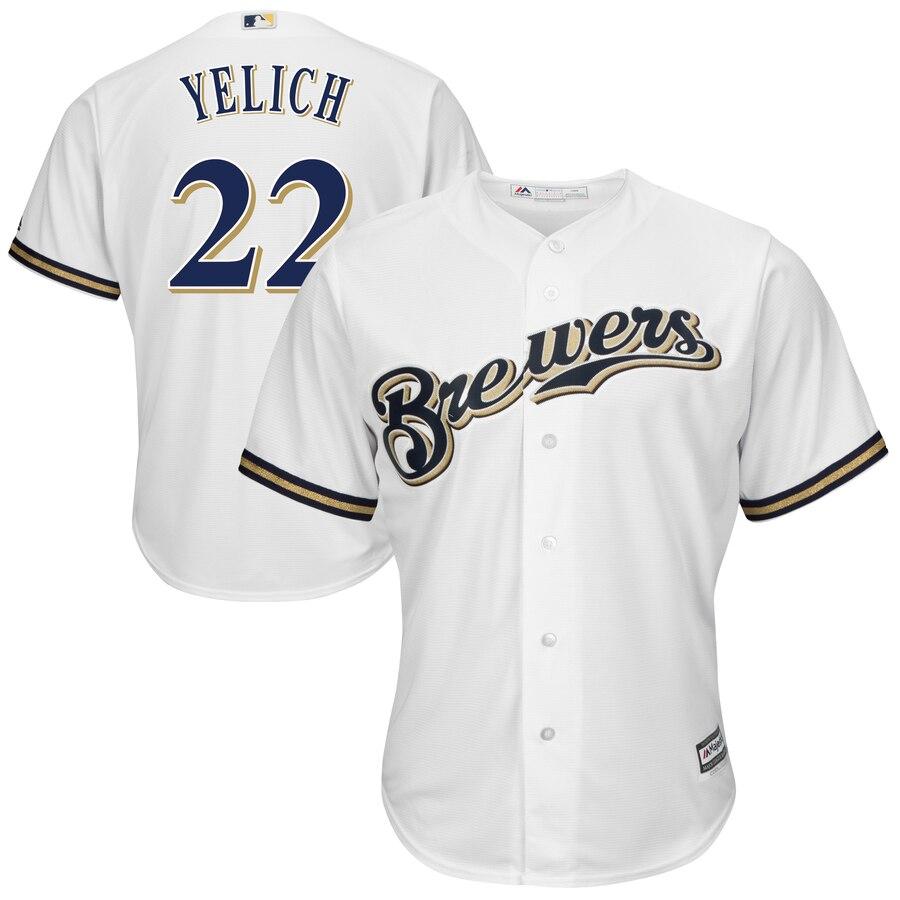 Christian Yelich Milwaukee Brewers Majestic Official Cool Base Player Jersey – White 2019