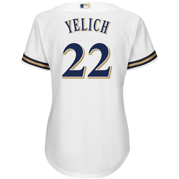 Christian Yelich Milwaukee Brewers Majestic Women's Cool Base Player Jersey – White 2019