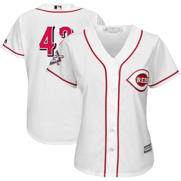 Cincinnati Reds Majestic Women's Jackie Robinson Day Official Cool Base Jersey – White 2019