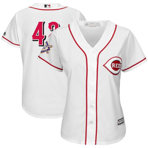 Cincinnati Reds Majestic Women's Jackie Robinson Day Official Cool Base Jersey – White 2019