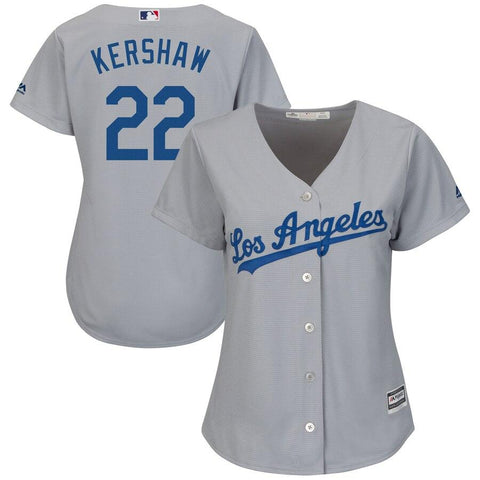 Clayton Kershaw Los Angeles Dodgers Majestic Women's Road Cool Base Replica Player Jersey - Gray 2019